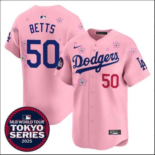 Men Los Angeles Dodgers #50 Betts Tokyo Series 2025 pink Limited Stitched Jersey